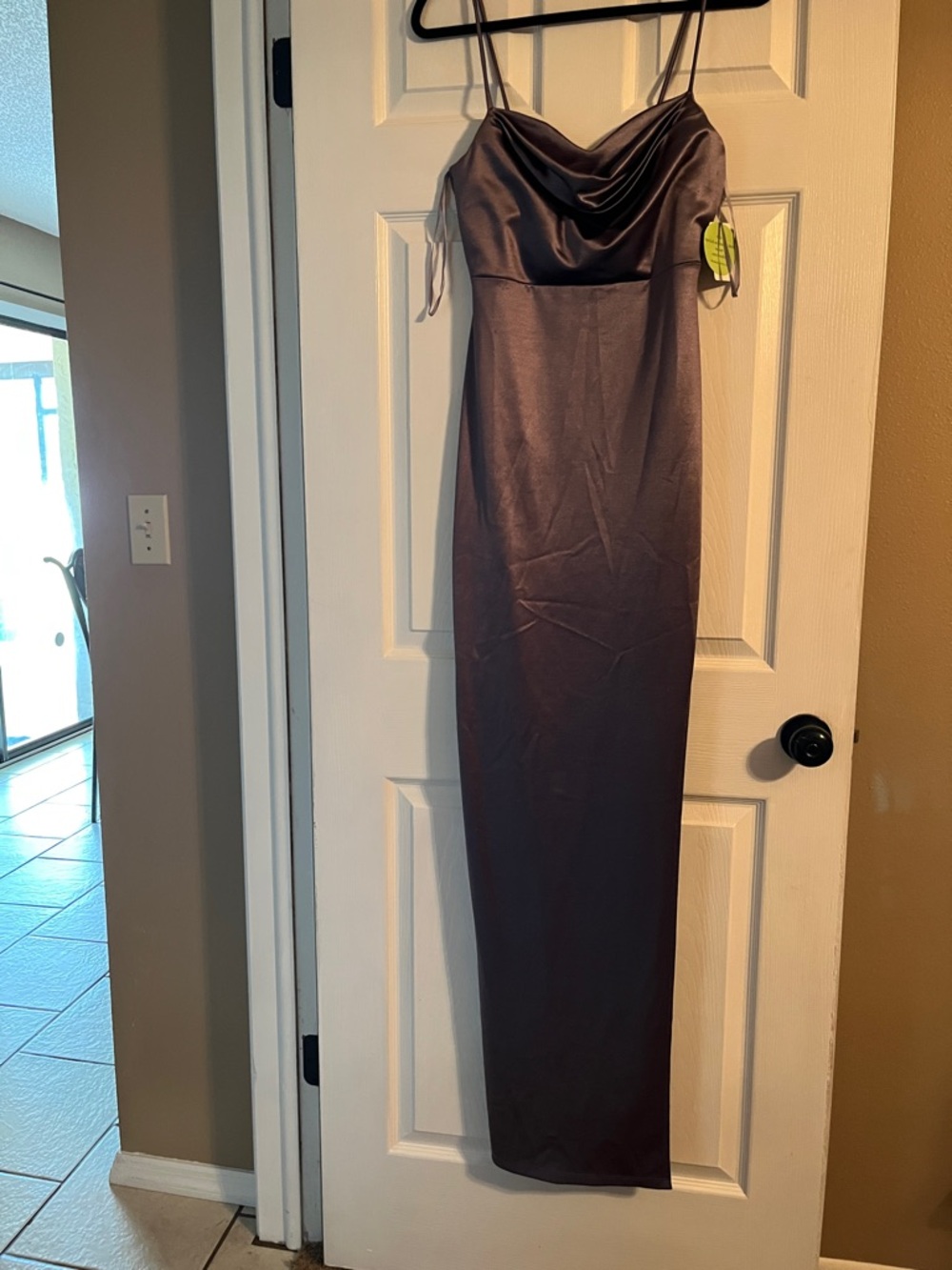 Windsor Satin Cowl Neck Spaghetti Strap Maxi Dress - Plum
